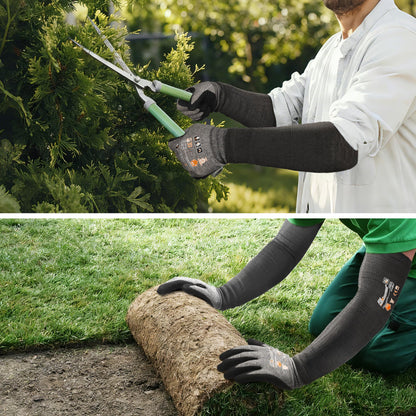 Schwer AIR-SKIN ANSI A5 Cut Resistant Arm Sleeves, Cooling Cut Sleeves with High Risk Cut Protection for Thin Skin, Gardening Safety Protective Sleeve for Farming, Yard, Pet Grooming, Black, 1 Pair