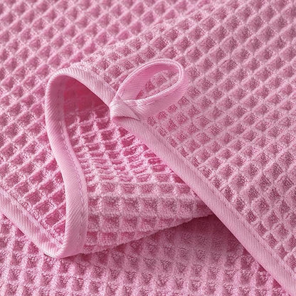 Microfiber Waffle Face Towels, 4 Pieces, Fast Drying, Lint Free 430 GSM