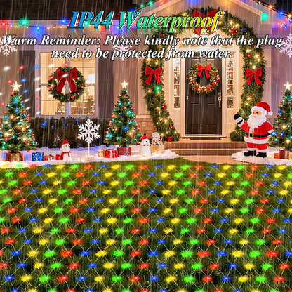 Lovelite 13ft x 13ft Net Lights Outdoor, 400LED Large Gazebo Lights 8 Modes Timer, Waterproof Connectable Christmas Mesh Light Clear Wire for Bushes Patio Pergolas Garden Holiday Party - Mulicolor