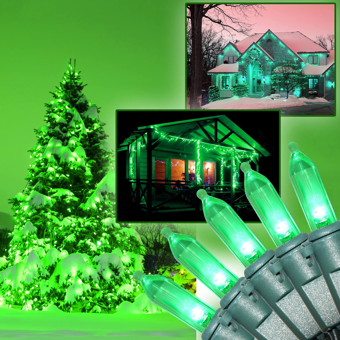 Holiday Essence 100 LED Green St Patrick's Day Christmas String Lights, 26.9 Ft Green Wire String Lights for Indoor and Outdoor Decorative Use Patio and Tree Décor UL Certified