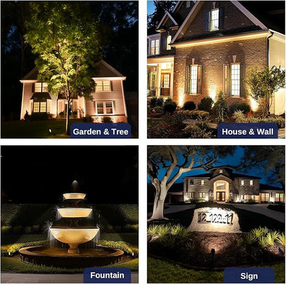 Gardenreet Brass Landscape Spotlights Low Voltage - Outdoor LED Uplight 12V, Wired Spot Lights IP65 Waterproof, Stretchable Shroud Black for Exterior Garden Yard Tree House Without MR16 Bulb