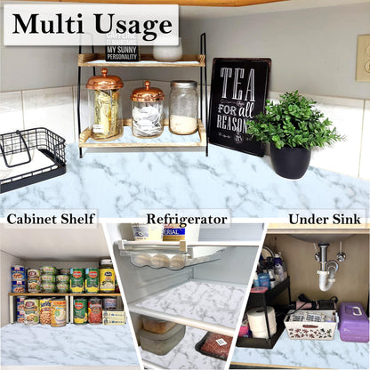 Shelf Liners for Cabinets Waterproof 11 Inch Wide X 20 Ft Cabinet Drawer Liners Marble Printed Non Slip Washable Cupboard Liners Non Adhesive Drawer Mat for Kitchen Refrigerator Shelf Pantry Bathroom