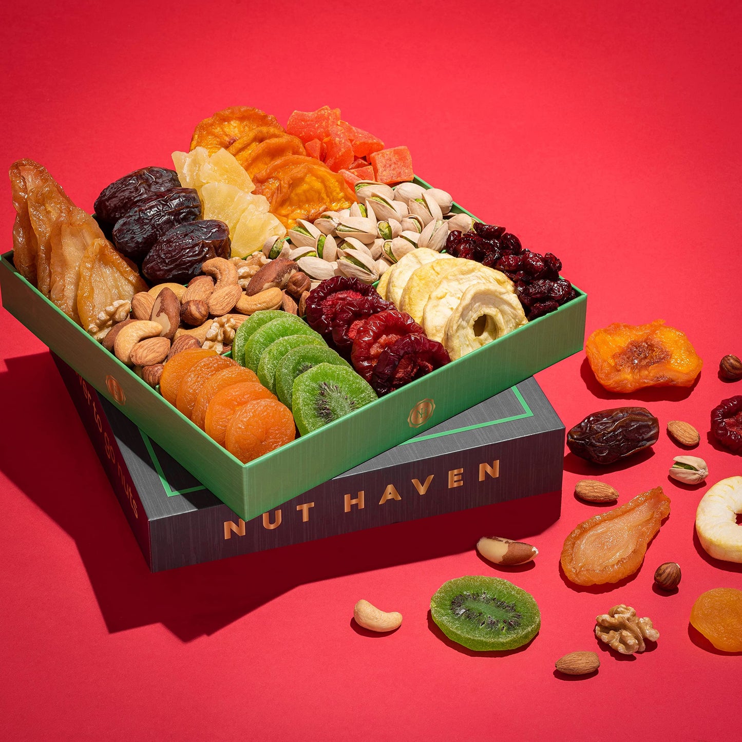 Fathers Day Dried Fruit & Nuts Gift Basket - Fresh Dried Fruit & Nuts Gift Basket - Food Gift Box for Dad, Him, Husband, Christmas, Father's Day, Mother's Day, Sympathy, Family, Men & Women