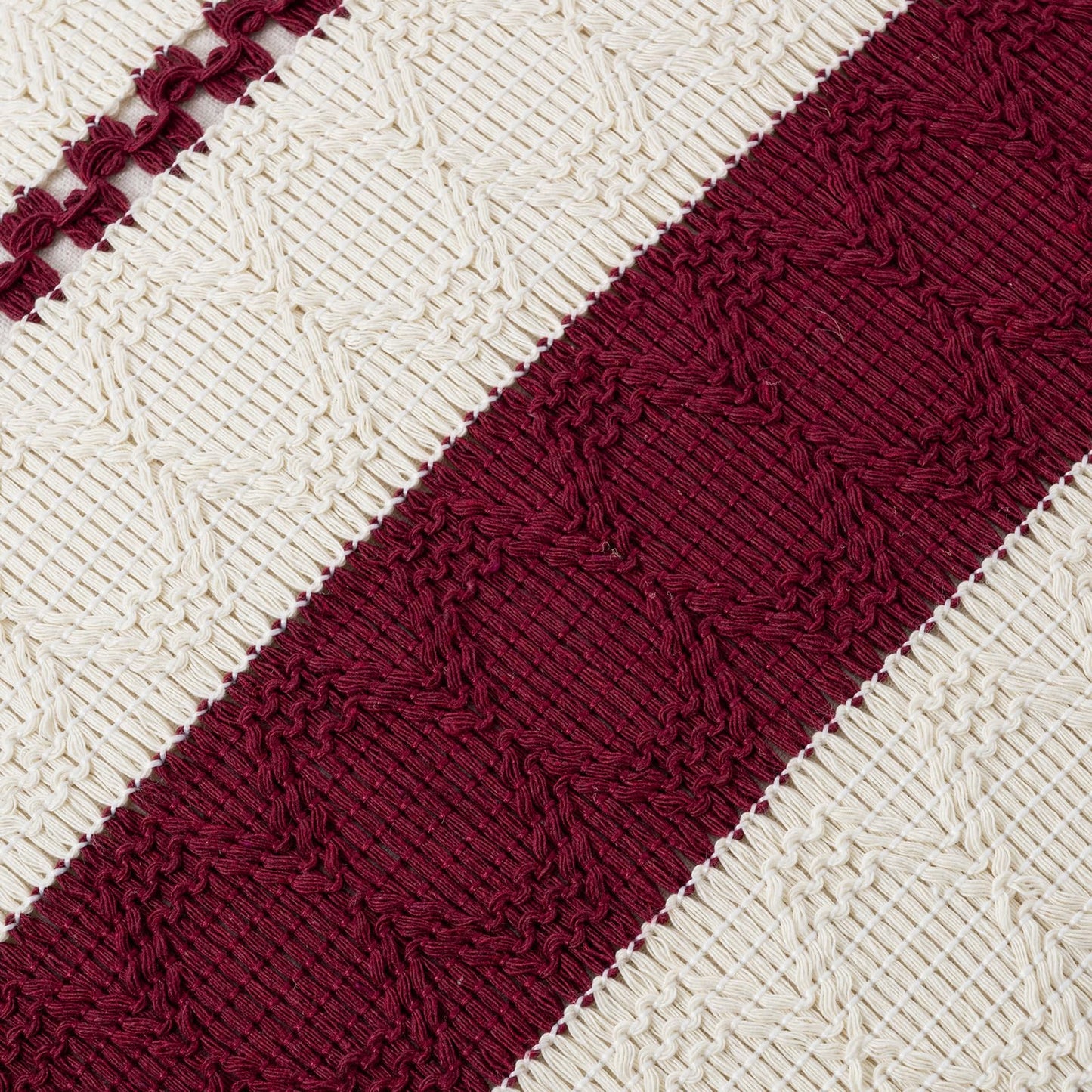 Fancy Homi Set of 2 Burgundy Boho Decorative Throw Pillow Covers 20x20 Inch for Couch Bed Sofa, Aesthetic Modern Farmhouse Christmas Room Decor, Soft Cotton Cute Textured Wind Red Cushion Case