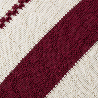 Fancy Homi Set of 2 Burgundy Boho Decorative Throw Pillow Covers 20x20 Inch for Couch Bed Sofa, Aesthetic Modern Farmhouse Christmas Room Decor, Soft Cotton Cute Textured Wind Red Cushion Case