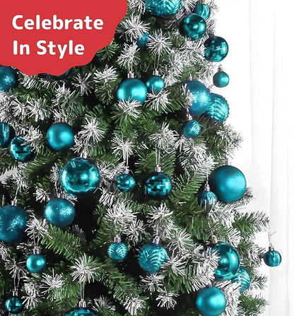 Prextex Christmas Tree Ornaments - Blue Christmas Ball Ornaments Set for Christmas, Holiday, Wreath & Party Decorations (36 pcs - Small, Medium, Large) Shatterproof