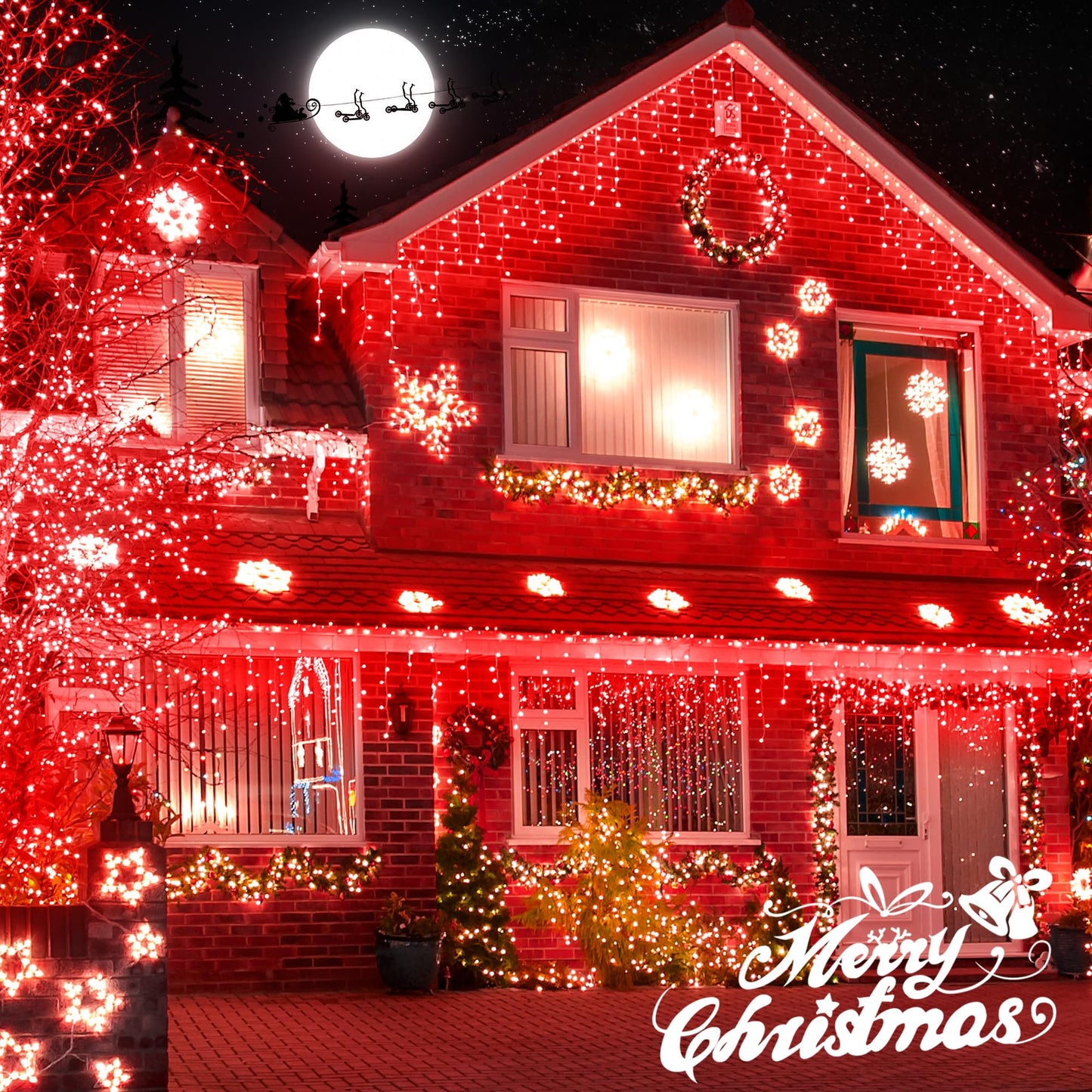 oopswow Christmas Icicle Lights Outdoor,300LED 33FT Christmas String Lights,Connectable Valentine's Day Lights with 30V Plug in for Valentine Wedding Party Eave Garden Wall Indoor Decor, Red