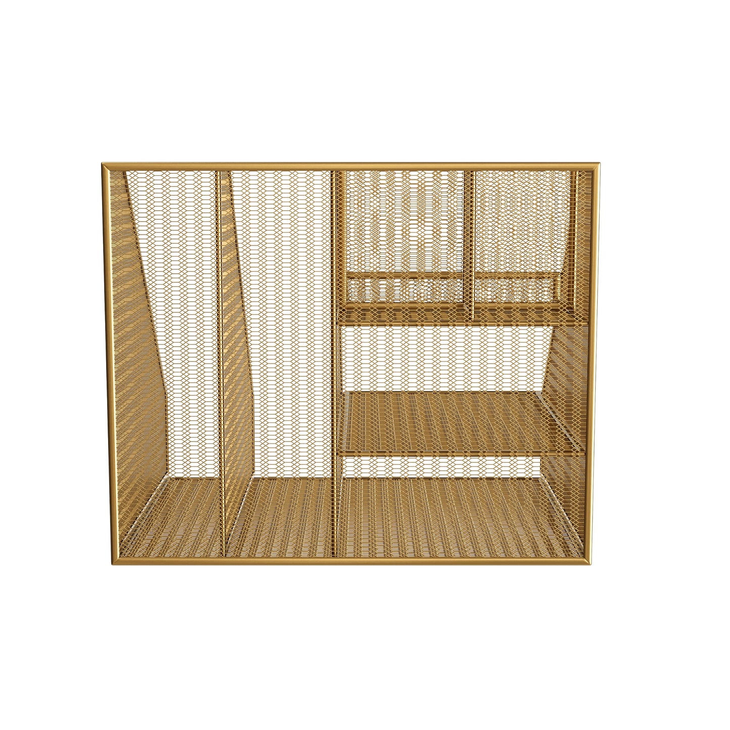 Martha Stewart Ryder Gold Mesh Metal Large Desktop Organizer with Magazine File Holder, Pen Holder, and Storage