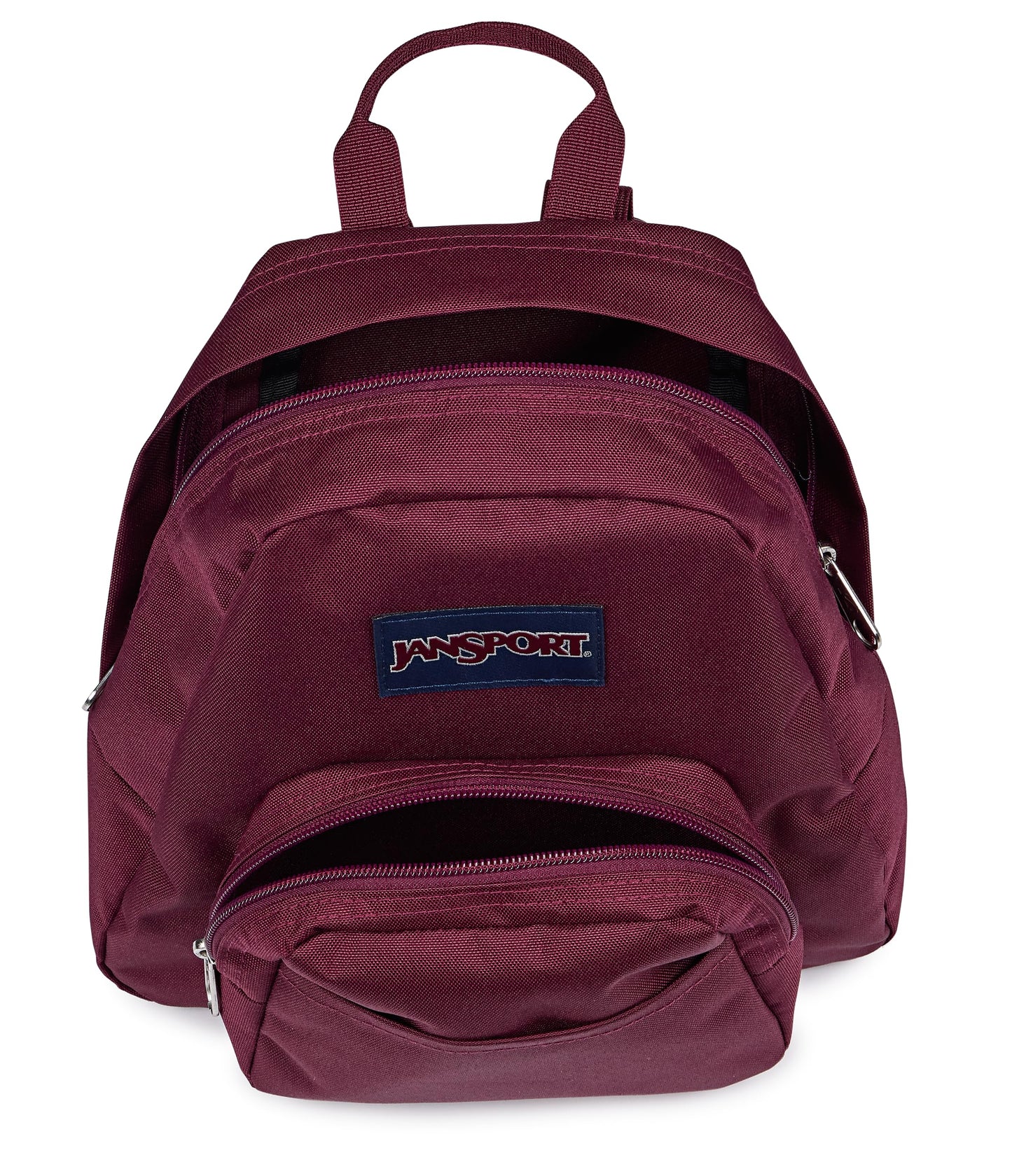 JanSport Half Pint Mini Backpack, 10.2 L - Durable Mini Bag Purse with Adjustable Shoulder Straps, Single Main Compartment, Zippered Stash Pocket, Cherry Lacquer