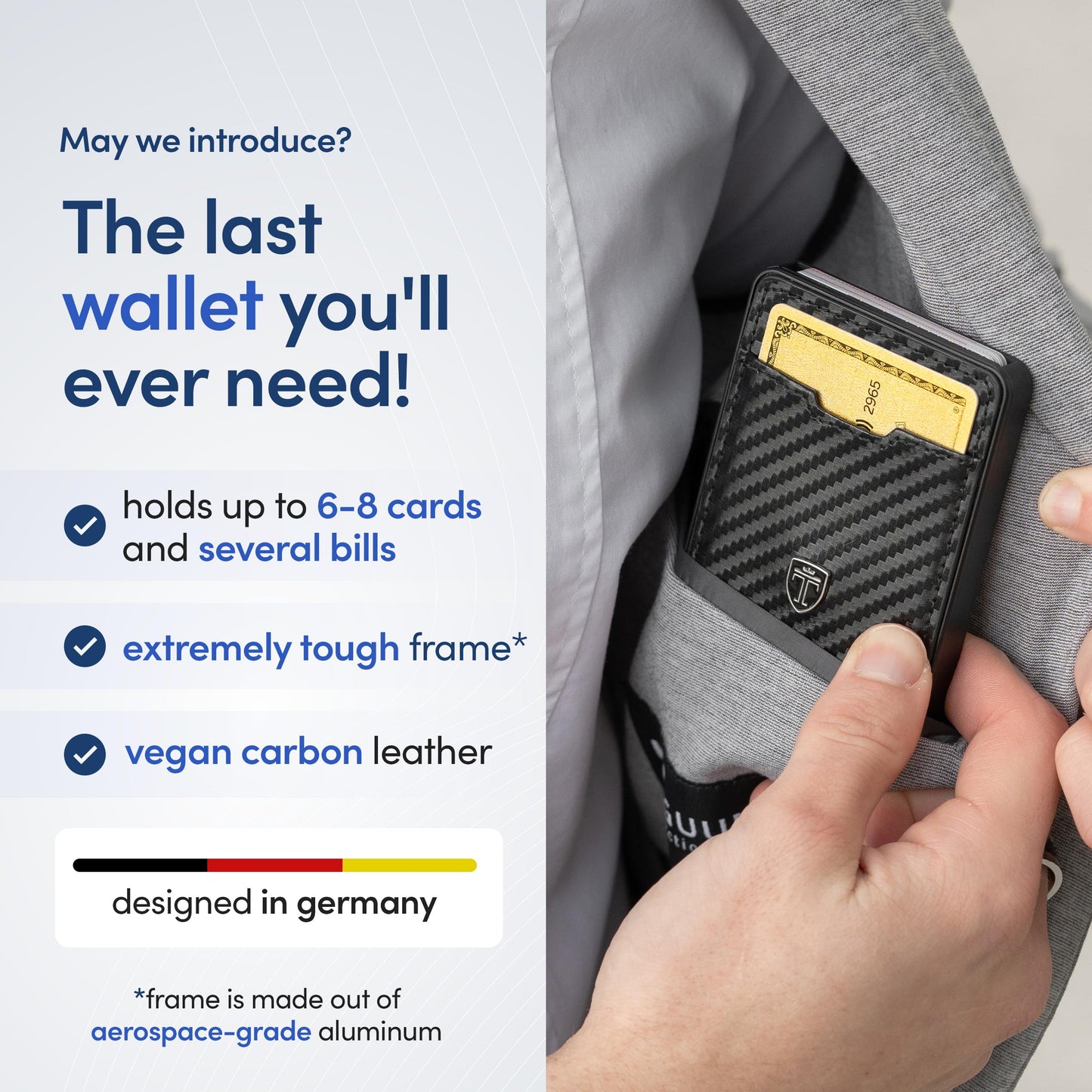 TRAVANDO Swype Slim Wallet for Men Metal RFID Blocking Mens Wallet Card Case (Carbon)