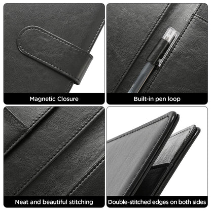 Bidponds Padfolio Portfolio Folder,Faux Leather Legal Pad Holder,Interview Resume Folder with Document Organizer & Business Card Holder,Letter-Sized Notepad Holder (Black)