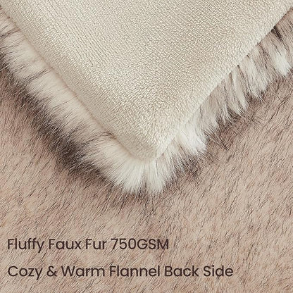 L'AGRATY Faux Fur Throw Blanket: 50''x 60'' Luxury Fluffy Plush Thick Faux Fur Blanket for Bed Couch Sofa - Cozy Soft Fuzzy Blankets for Women Man: Minky Couture Decoration Blanket (Taupe Brown)