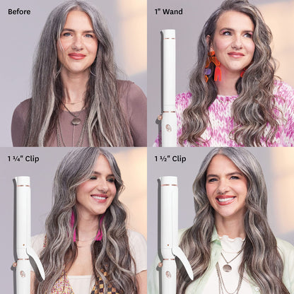 T3 Switch Kit Professional Ionic Interchangeable Curling Iron with 3 Ceramic Clip & Wand Long Barrels for Curling and Waving, 9 Adjustable Heat Settings & Ion Generator, White/Rose Gold
