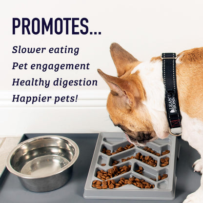 Leash Boss Tilted Slow Feeder Dog Bowl – French Bulldog Slow Feeder - Frenchie Dog Bowl for Flat-Faced, Flat-Nosed French Bulldogs, Pugs, Boston Terriers - Dishwasher Safe