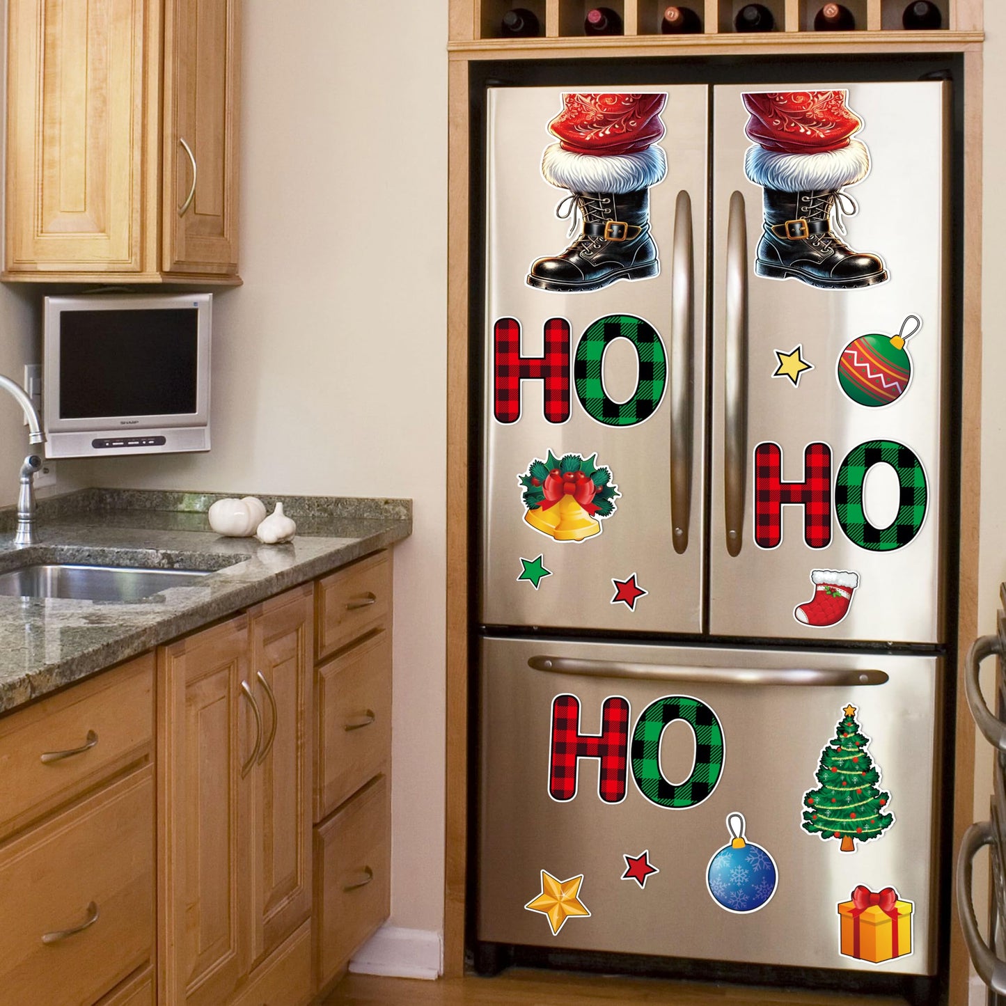 21PCS Christmas Garage Door Decorations Magnets - Santa Merry Xmas Holiday Refrigerator Fridge Kitchen Decor