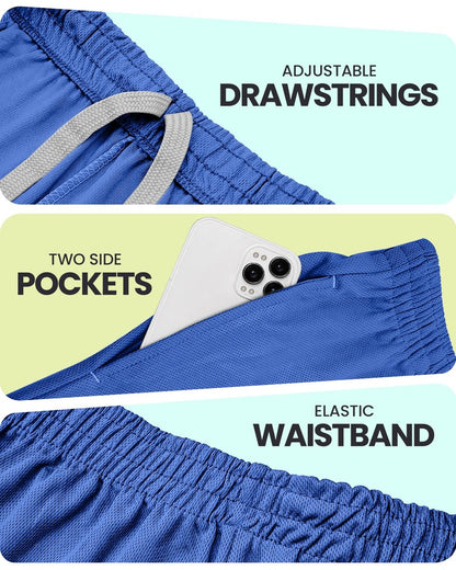 NY Threads Men's Athletic Shorts Quick Dry Loose-Fit Lightweight Running Workout Gym Shorts with Pockets, XX-Large, Royal Blue
