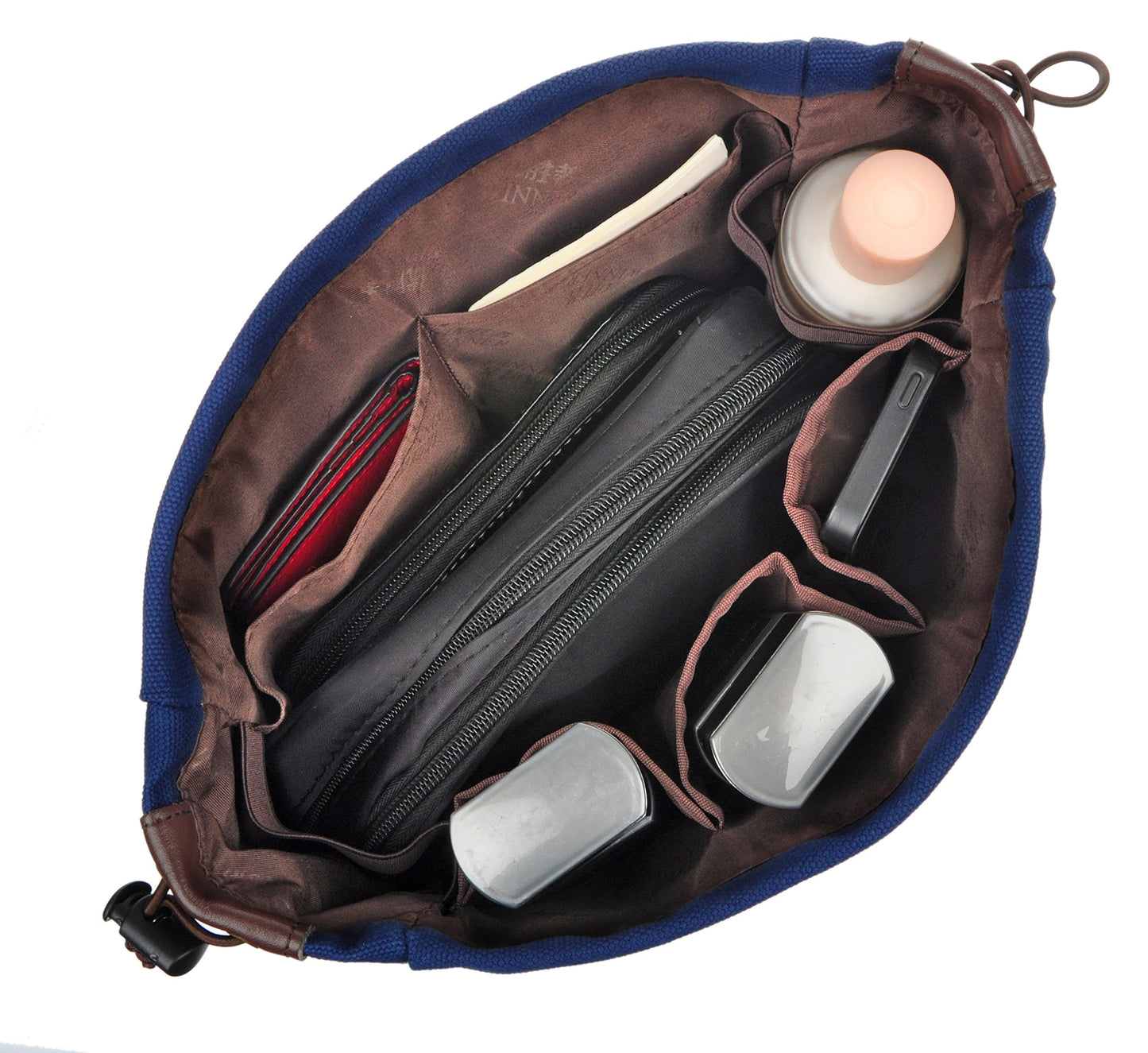 Vercord Canvas Handbag Organizers, Sturdy Purse Insert Organizer Bag in Bag, 10 Pockets Navy Blue Small