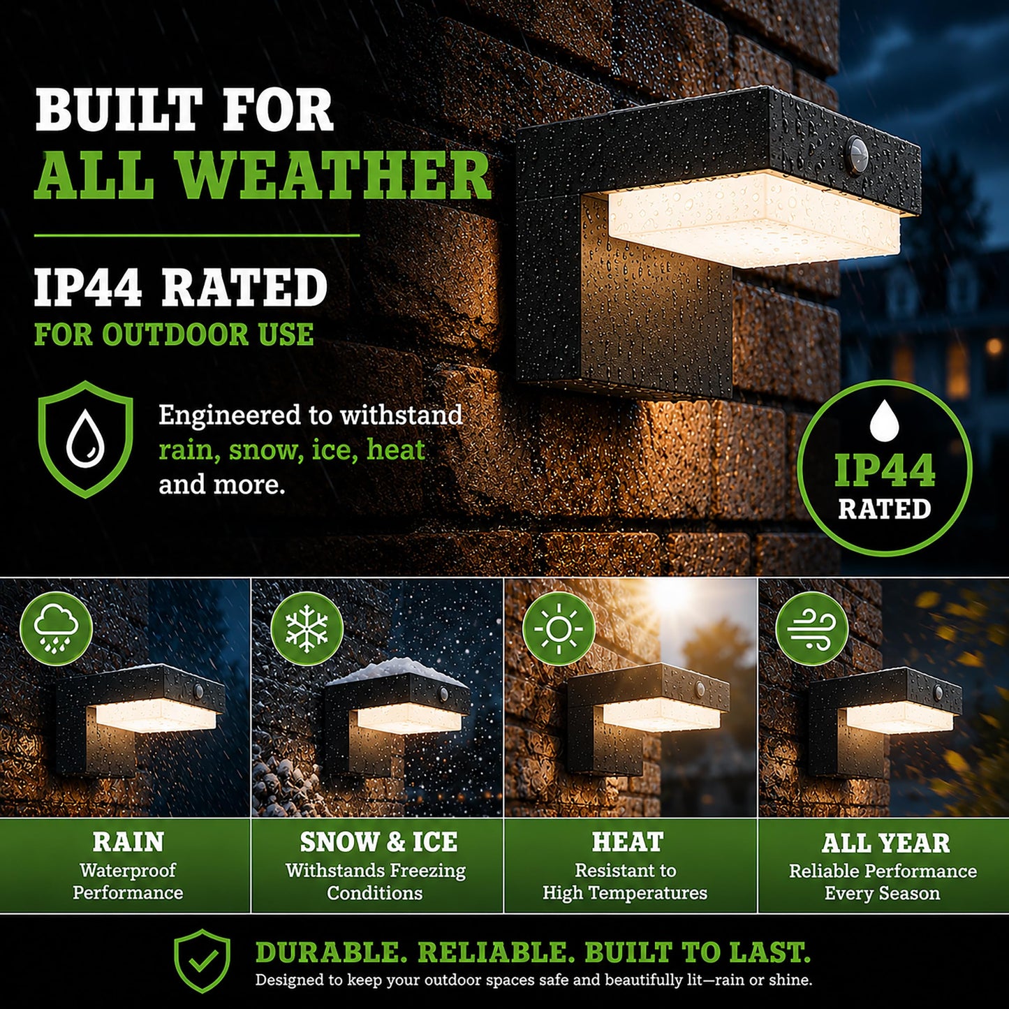 VerLuce - Square Solar Wall Lights - Solar Powered Wall Lamps - LED Lights - PIR Sensor & Two Lighting Modes - Rechargeable Battery Lasts Up to 55 Hours - 3000K - IP44 Weather Resistant - 2 Pack