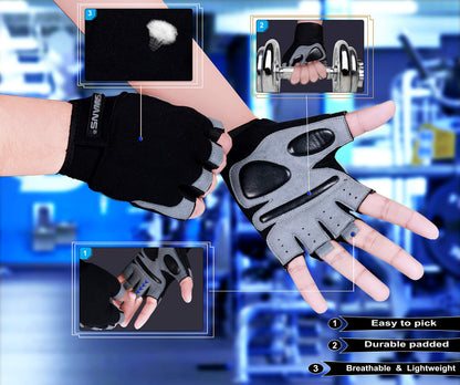 SAWANS Fitness Workout Gloves Gym Weight Lifting Gloves for Men Women Breathable Gymnasium Wrist Support Padded Deadlifts Exercise Training Pull Ups