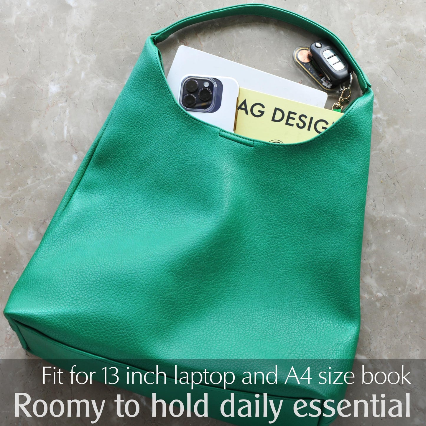 Hobo Bags for Women Soft Vegan Leather Shoulder Handbag Slouchy Tote Purses (Green)