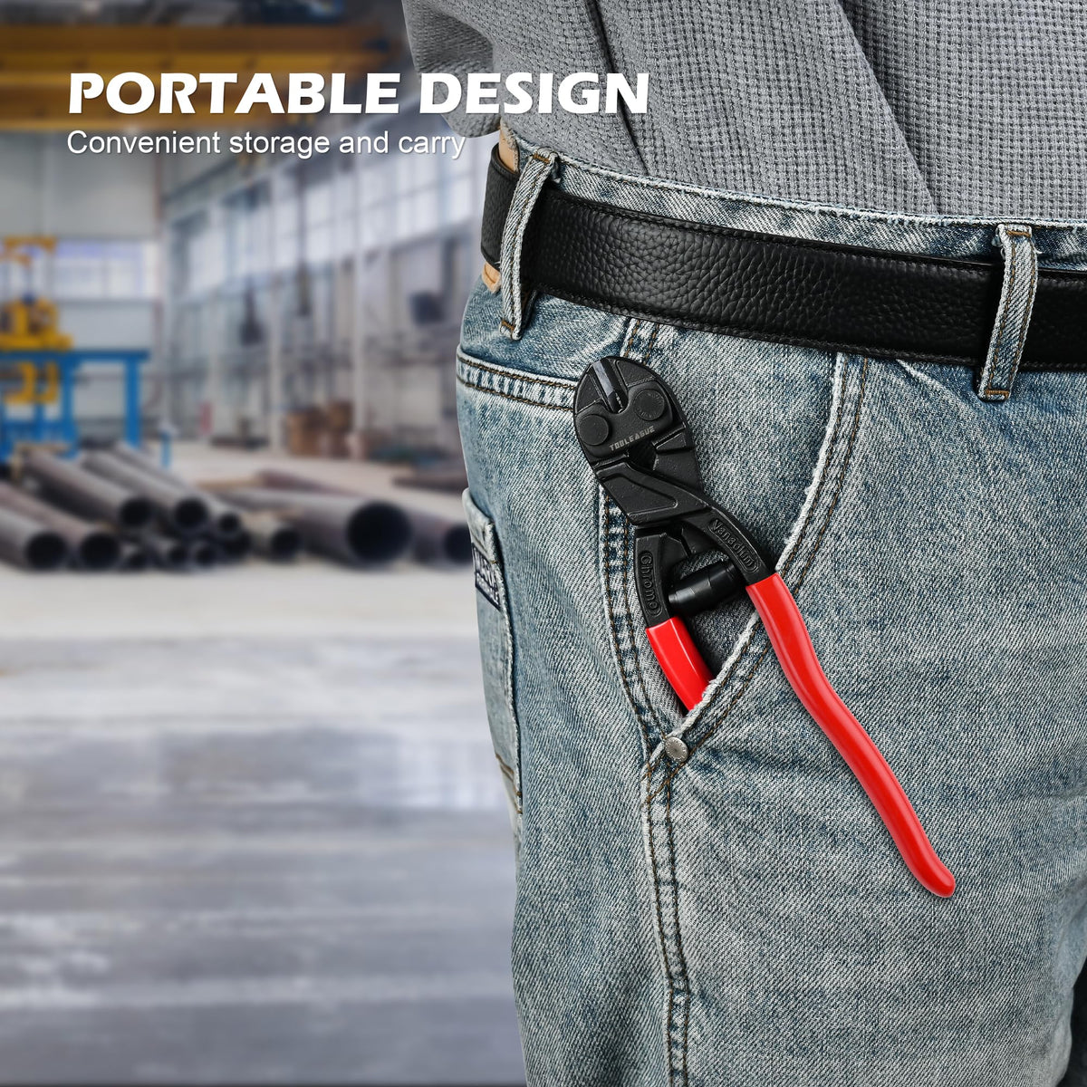TOOLEAGUE 8-inch Mini Bolt Cutter with Recess and Spring,CR-V Blade, Security Lock,Compact Bolt Cutters with Comfortable Grip,Easily Cut Locks, Barbed Wire, Thick Wire,Rods, Chain
