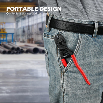 TOOLEAGUE 8-inch Mini Bolt Cutter with Recess and Spring,CR-V Blade, Security Lock,Compact Bolt Cutters with Comfortable Grip,Easily Cut Locks, Barbed Wire, Thick Wire,Rods, Chain