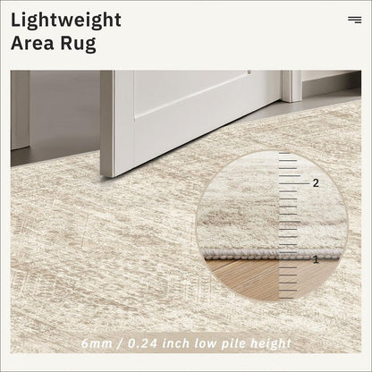 3x5 Rug, Small Area Rug for Kitchen, Entryway, Machine Washable Non-Slip Throw Rug, Vintage Carpet for Nursery Coffee Table Beige