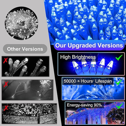 792 LED Christmas Lights with 176 Drops,82ft 8 Modes Fairy Hanging String Lights with Timer Waterproof, Plug-in Christmas String Lights for Holiday Wedding Party Christmas Decorations(Blue)