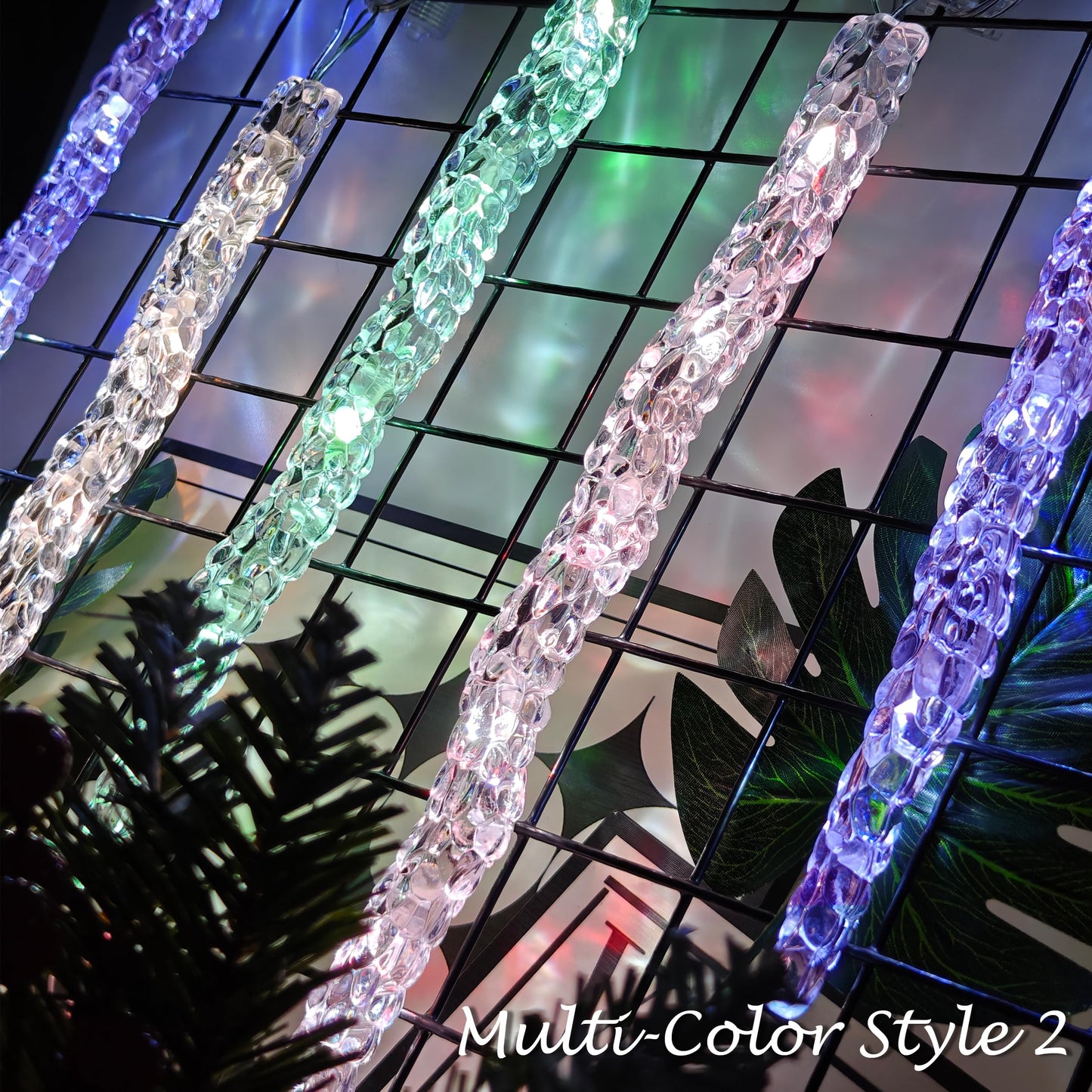 AWQ 21.7 FT Icicle Lights, 60 LED Twinkle Icicle String Lights with 12Tubes, Multicolour Christmas Light with 11 Modes, Timer & Memory Function for Indoor Outdoor Wedding Party Christmas Decor (12)