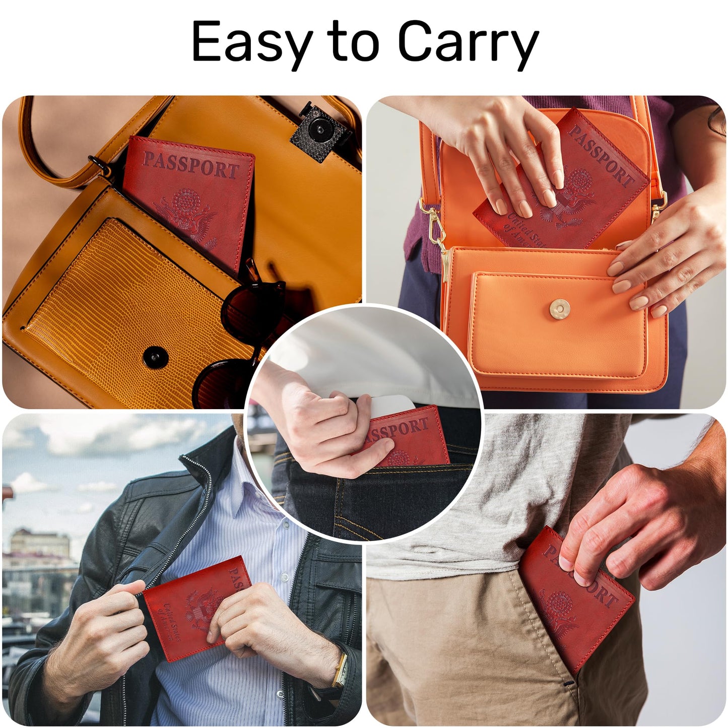 HIFA Leather Passport Holder, Handmade Passport Cover with Card and Ticket Slot - Genuine Leather, Elegant Design, Easy Access - Passport Case, Passport Wallet, Passport Holder
