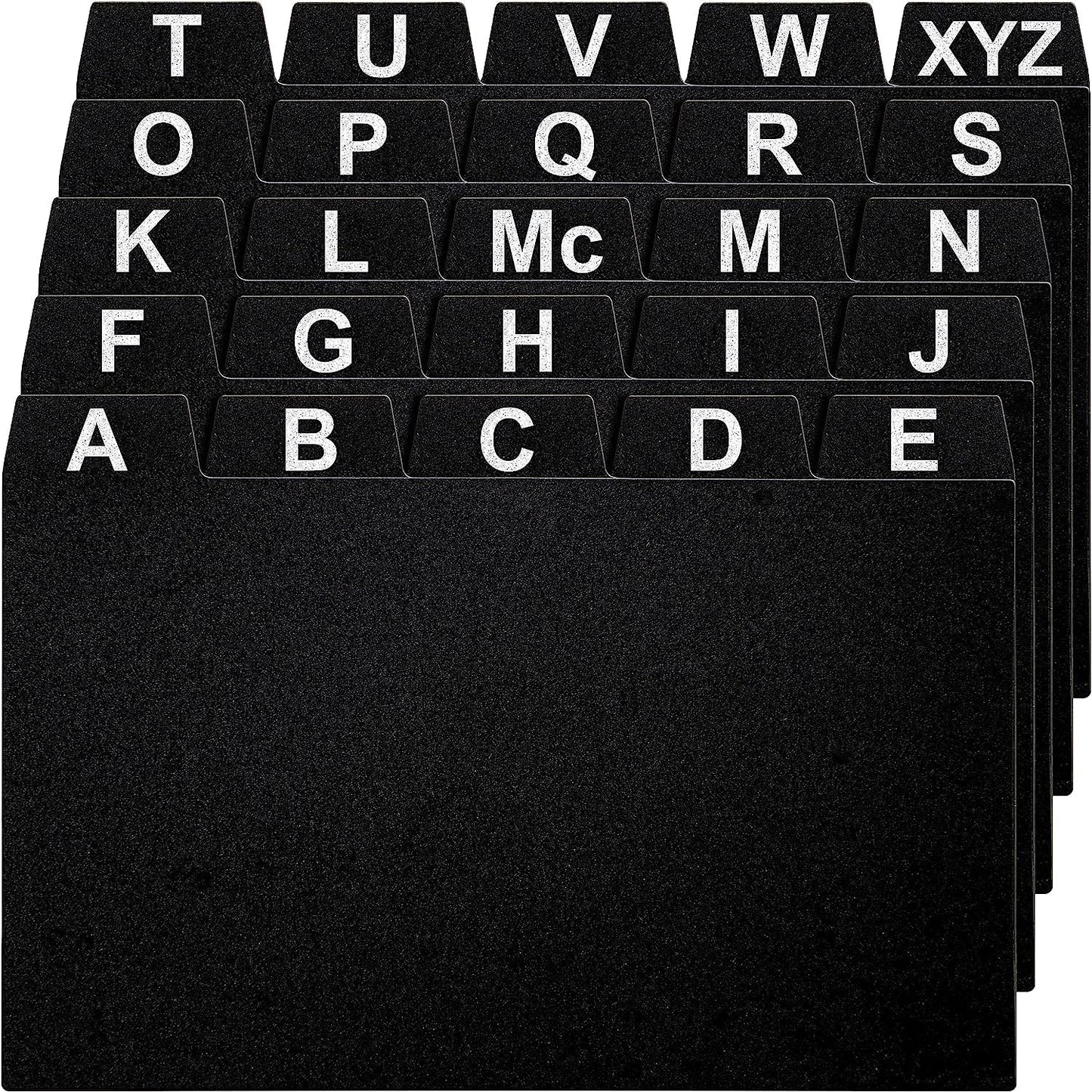 OFFILICIOUS 4x6 Index Card Holder Dividers - 25 Plastic Black Index Card Dividers with Alphabet Tabs - Index Card Organizer, Index Cards, Index Card File Box, Trading Card Dividers, 5 Tab Dividers