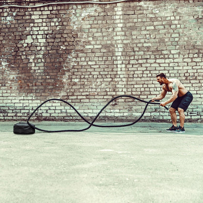 Meister Portable Battle Rope Anchor - Sand-Weighted Base for Rope & Fitness Training - Black