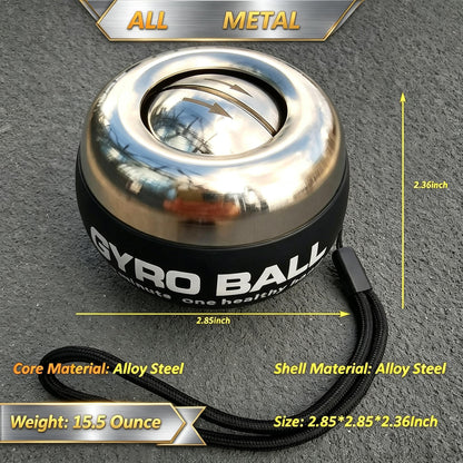 EXBEPE All-Metal Power Gyro Ball,Weighted Auto-Start Hand Wrist Forearm Trainer and Strengthener for Exercise Joint and Muscle with Ball Bag