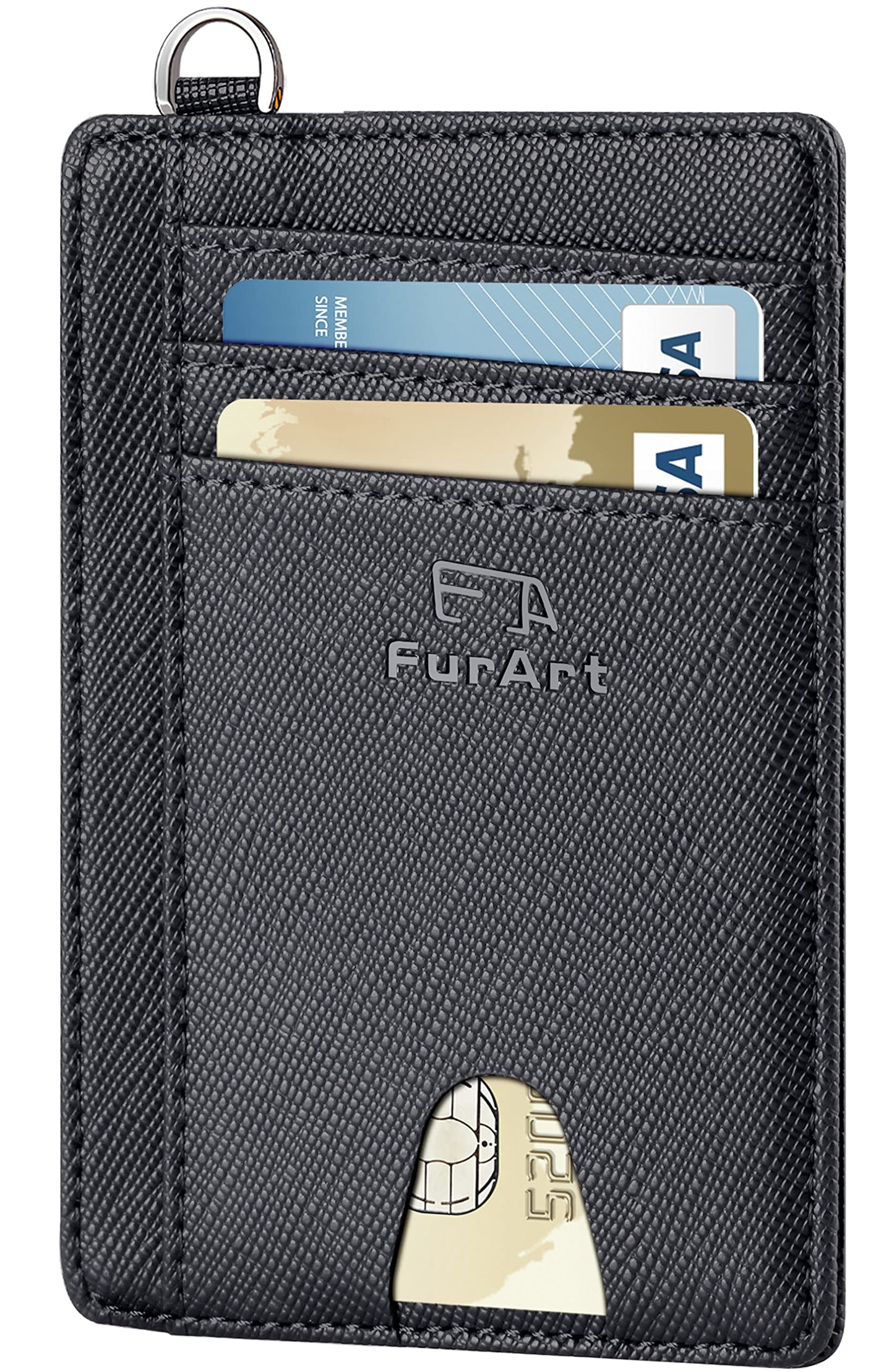 FurArt Slim Minimalist Wallet, Front Pocket Wallets, RFID Blocking, Credit Card Holder for Men-Black
