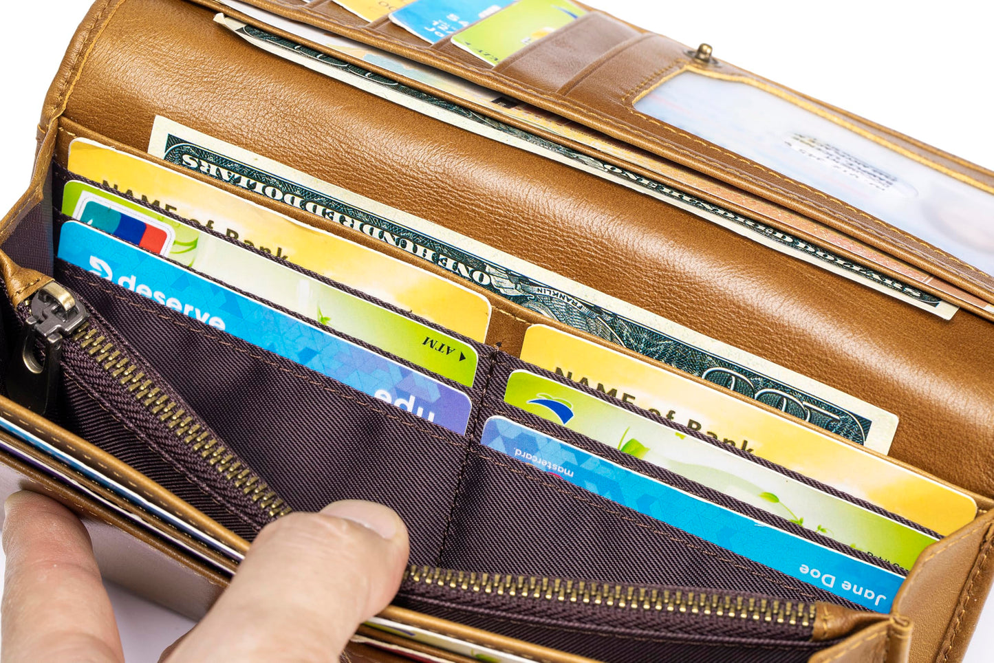 SCHLATUM Wallets for Women RFID Blocking Long Ladies Wallet Bifold Womens Leather Wallet with Coin Pocket ID Window, Brown