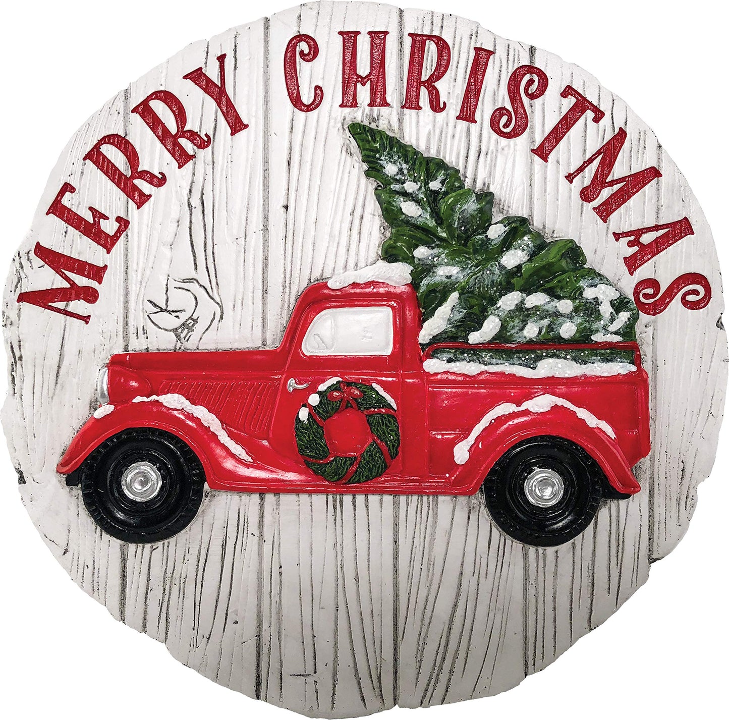 Spoontiques - Garden Décor - Merry Christmas Truck Stepping Stone - Decorative Stone for Garden