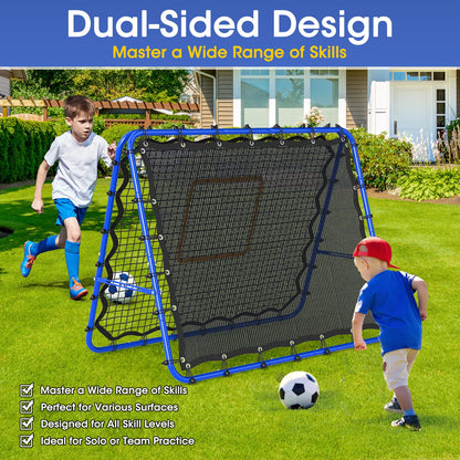 JIRTEMOT Soccer Rebounder Net, 2-Sided Football Trainer with Fast/Slow Rebound for Ball Control, Passing, Shooting, Portable Volleyball Practice Equipment for Youth & Adults, Easy Setup, 5FTx4FT