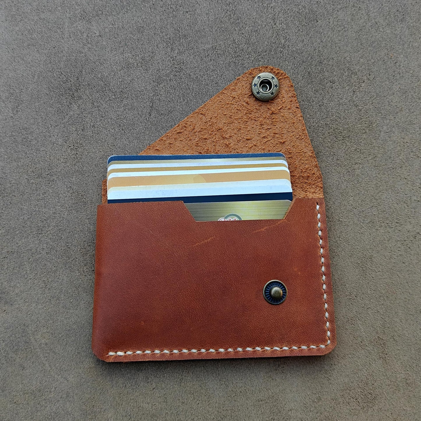 Handmade Leather Business Card Holder, Credit Card Wallet for Men and Women (Brown)