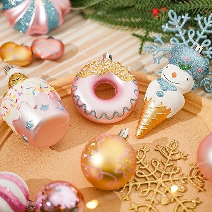SHareconn 86pcs Christmas Tree Balls Ornaments, Shatterproof Plastic Decorative Baubles for Christmas Tree Decorations, Holiday Wedding Party Decoration, Festive Ornaments, Macaron