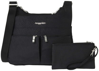 Baggallini Cross Over Crossbody Women 11x8.5 Medium Travel Bag Lightweight Water-Resistant Nylon Organized Handbag Purse