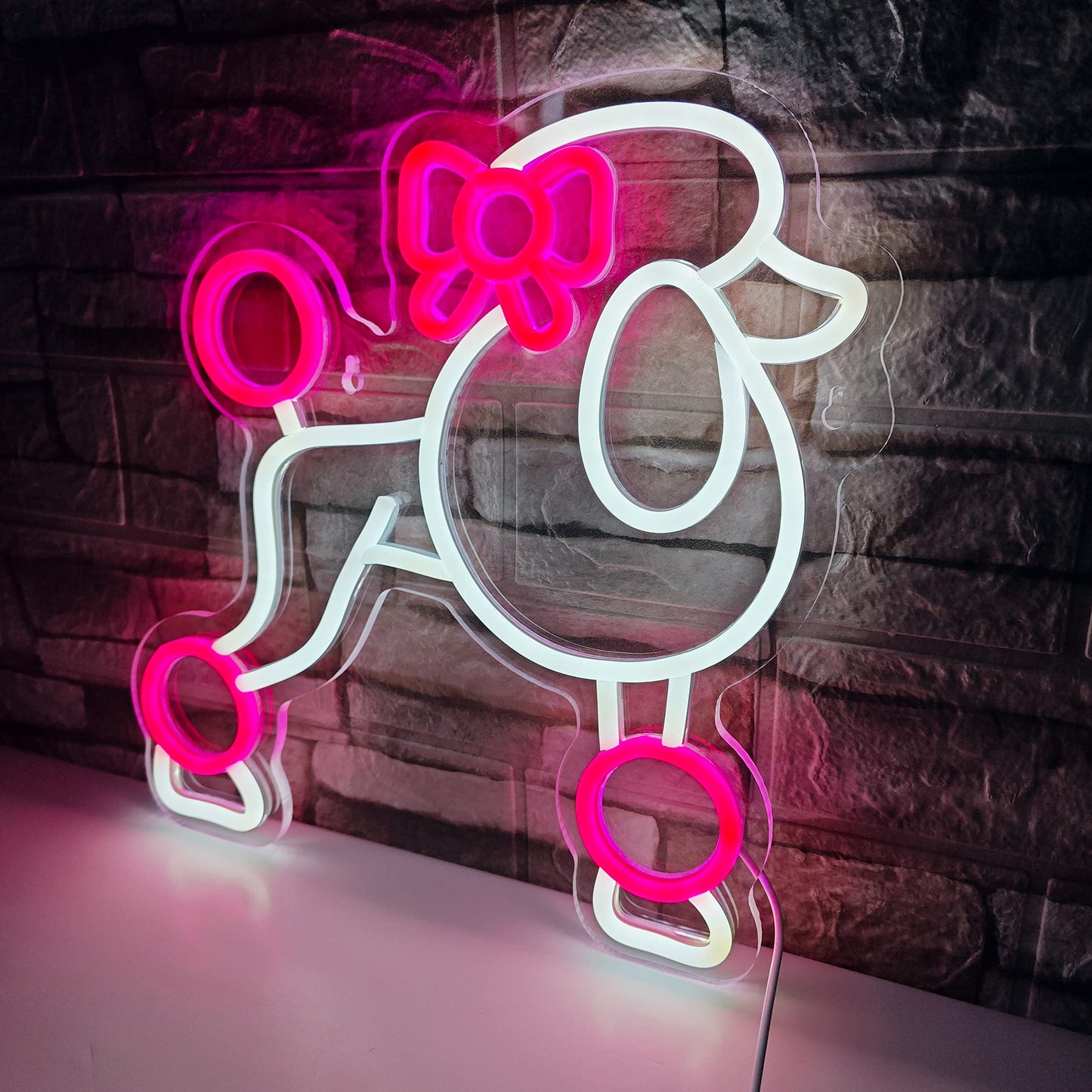 Poodle Neon Sign - Cute Animal Decor for Bedroom, Kids Room, Art Wall - Pink Neon Light Gift for Dog Lovers by JIARODEY