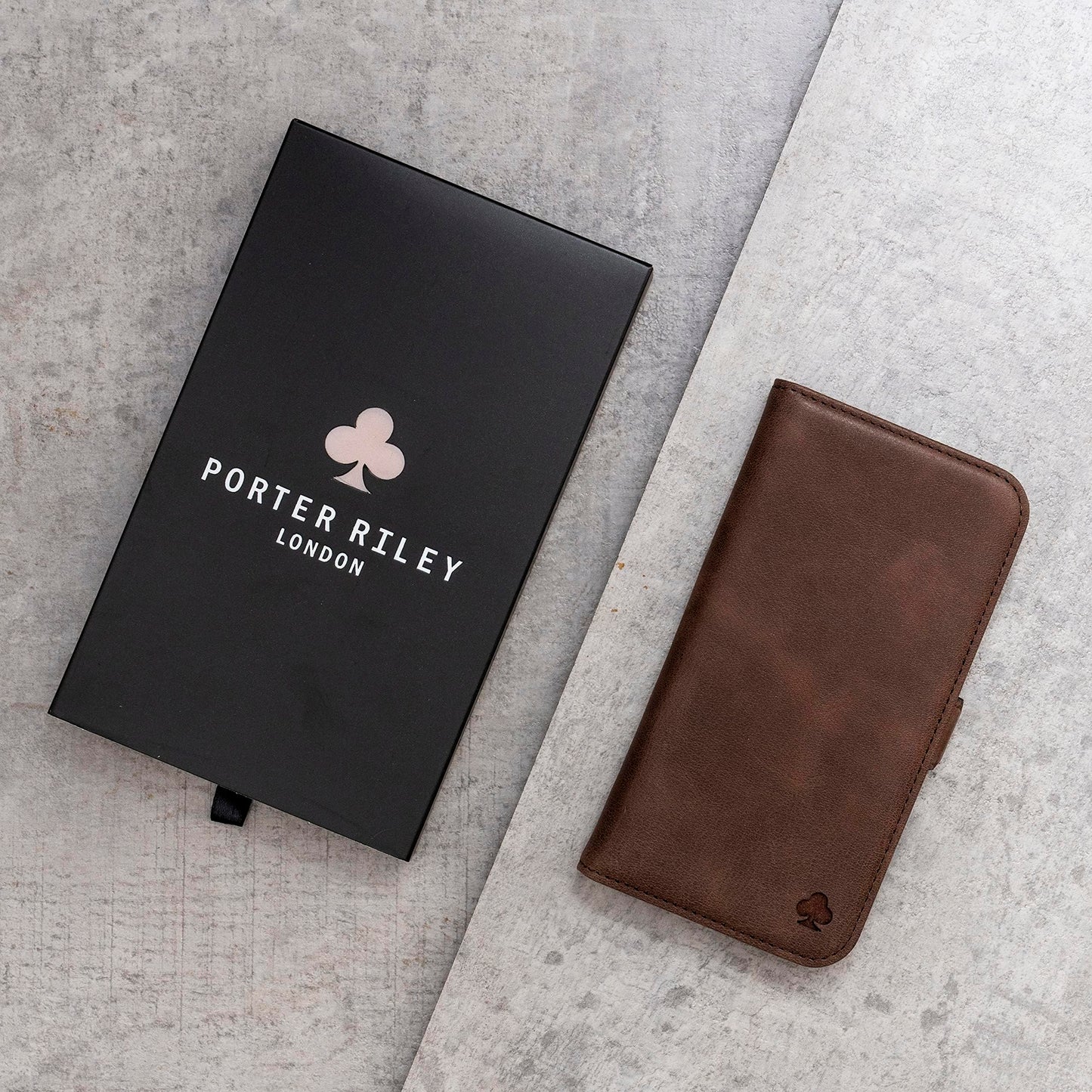 Porter Riley - Leather Case Compatible with iPhone 17. Premium Genuine Leather Stand/Cover/Wallet/Flip Case with Card Slots & Horizontal Stand (Chocolate Brown)