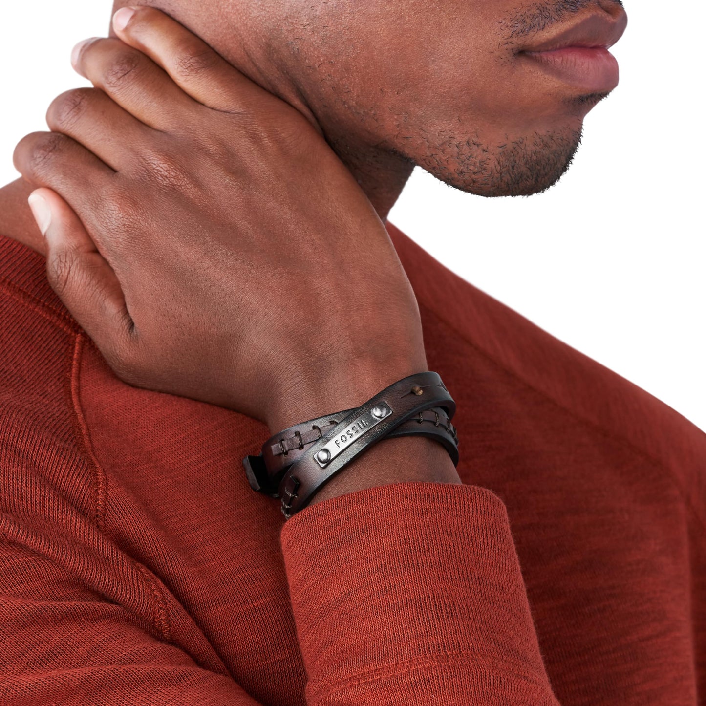Fossil Men's Leather Bracelet, Color: Brown (Model: JF87354040)
