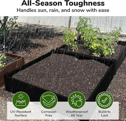 Raised Garden Bed - 4x4 ft Planter Box - Black HDPE - No Tools Needed - DIY Kit for Urban Gardening, Flowers, Herbs & Vegetables - Made in The USA