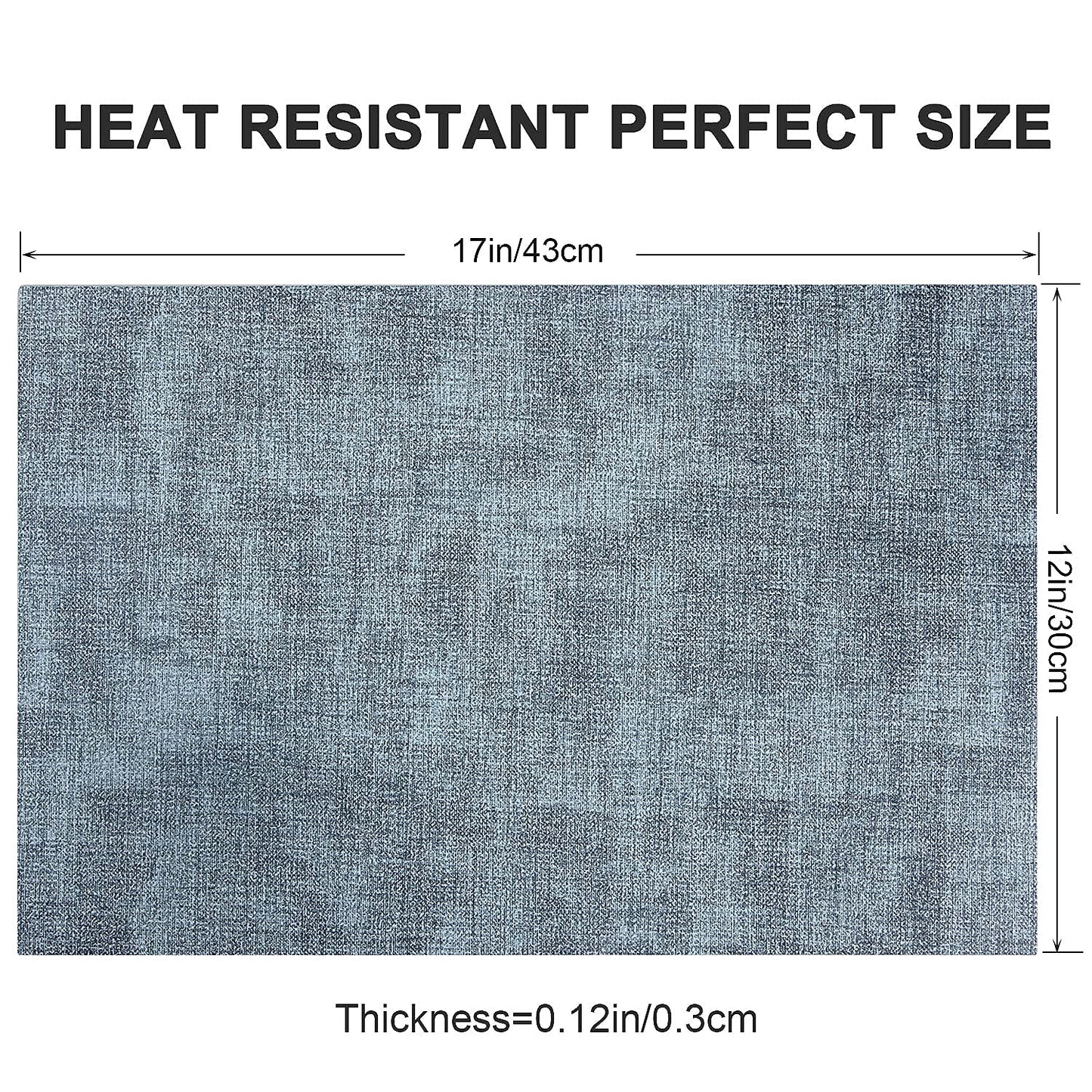 LANDVIEW Leather Heat Resistant Placemats Set of 6 Waterproof Wipeable Washable PU Table Mats,Easy to Clean Anti-Slip (6, Blue)