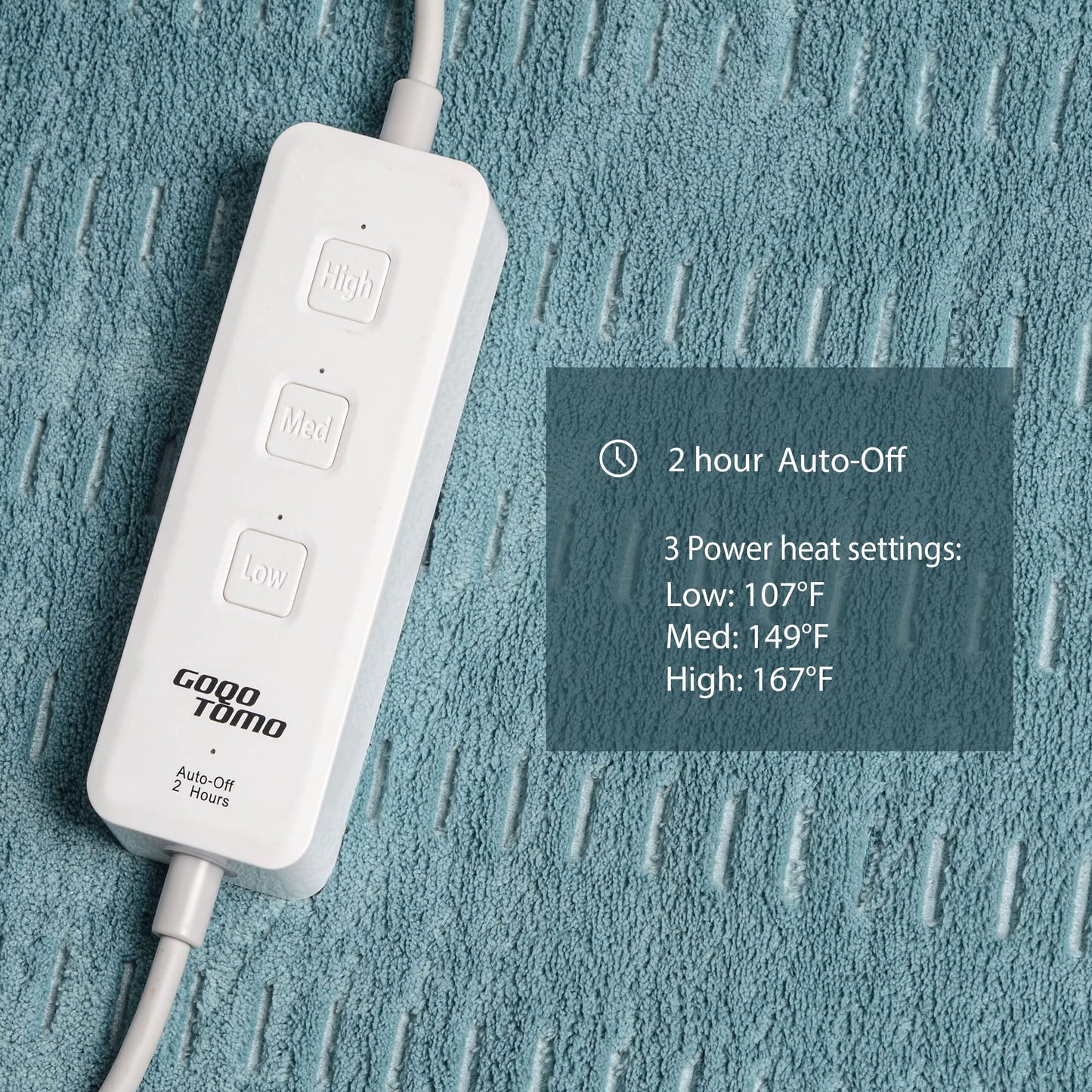 GOQOTOMO Flower Heating Pad for Back Pain Relief- 12" x 24"12 Heat Levels, 8 Timers Stay on, Machine Washable -F1224