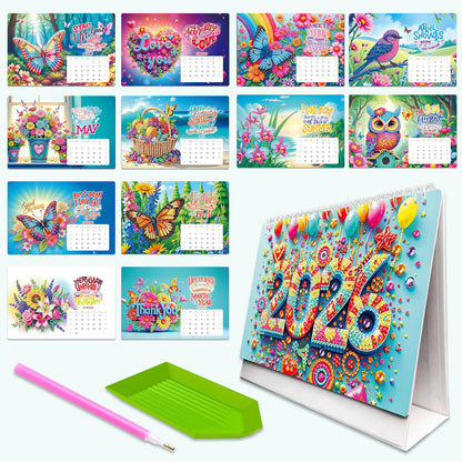 ILYUFO 2026 Diamond Painting Calendar, Diamond Art Kits for Adults, Ideal Desktop Ornaments & Thoughtful Female Gifts (Butterfly and Flower)