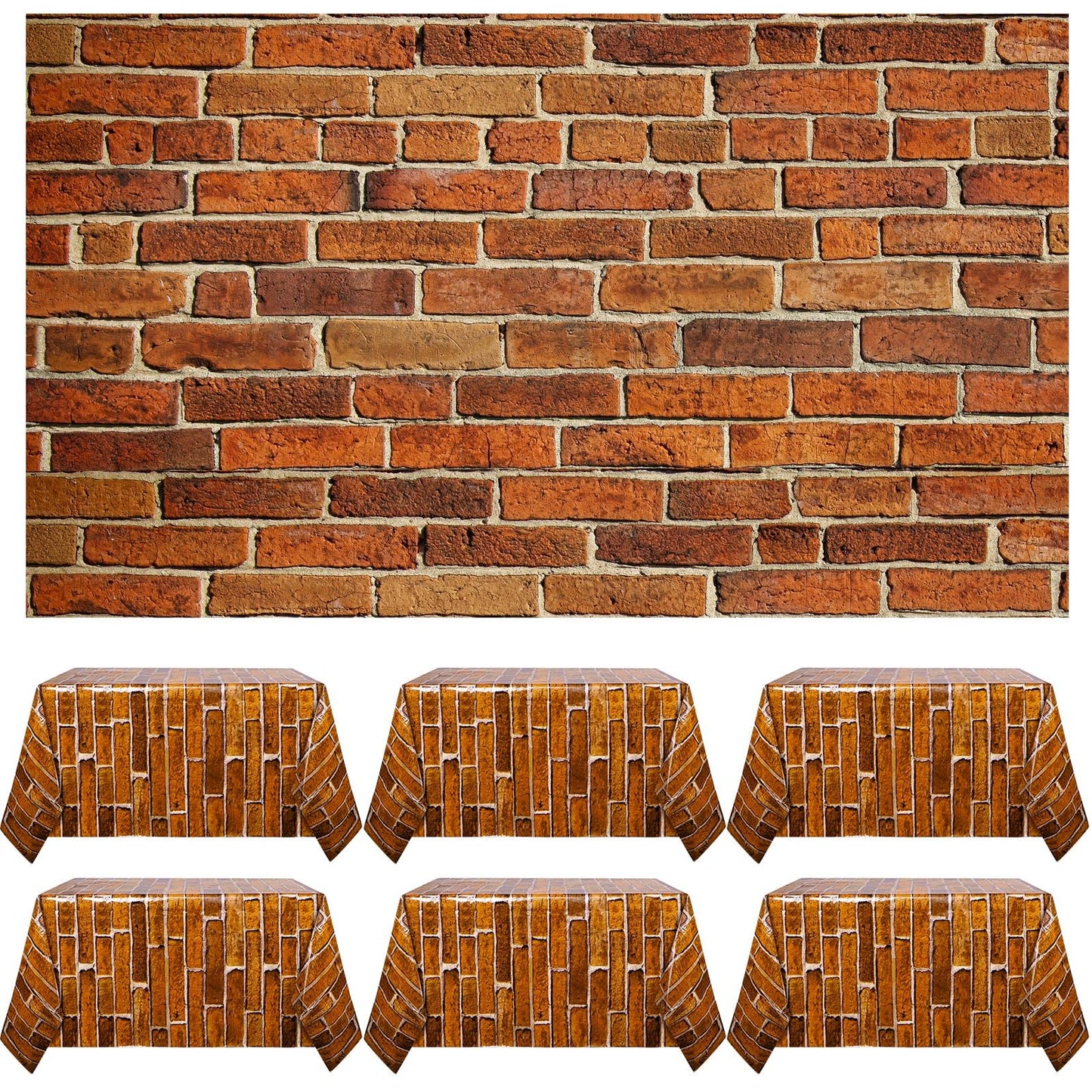 Chuangdi Brick Stone Wall Stone Wall Scene Setter Brick Sheet Wallpaper Curtains Door Removable Tablecloth Photo for Halloween Christmas Party and Home Decor(Retro Red,6 Pcs)