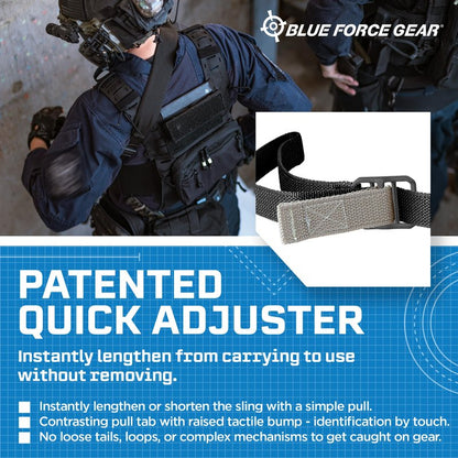 Blue Force Gear Vickers Padded Sling - 2-Point Tactical Rifle Sling - Nylon Hardware - Black