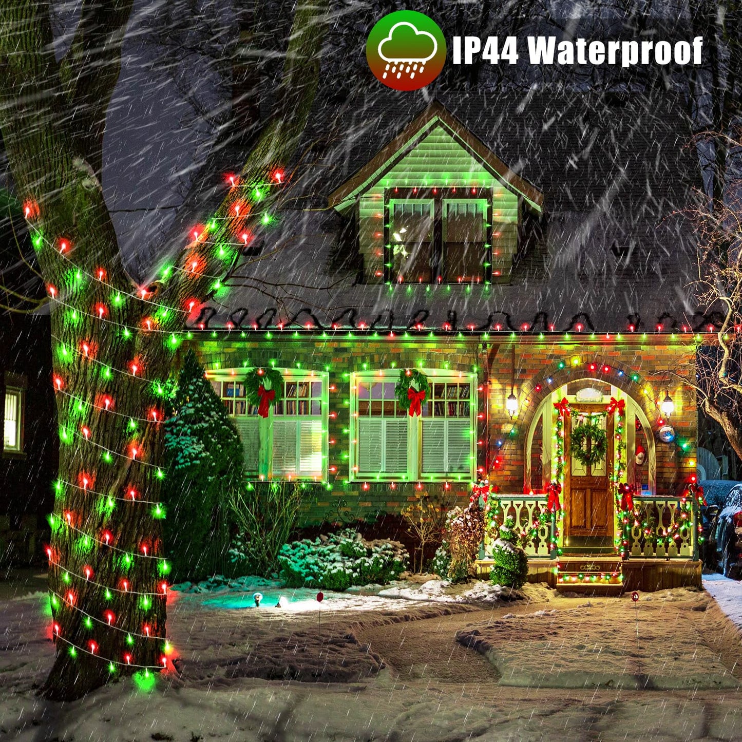 300 LED Christmas Lights Outdoor 100ft Extra Long Christmas String Lights 8 Modes Plug in Waterproof Fairy Lights with Timer Memory for Indoor Outside Bedroom Home Party Decoration, Red&Green